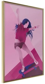 Poster  Girl on a Skateboard  Cornice Quadri Cornice d'oro, Larghezza x Altezza Home decor 20x30