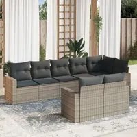 Set Divano da Giardino 8 pz con Cuscini Grigio in Polyrattan 3251557