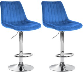 Set 2 Sgabelli Da Bar Toni İn Velluto / Blau / Metall İn Chromoptik