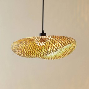 Lindby lampada a sospensione Eleane, bambù, naturale, lunghezza 50 cm, E27