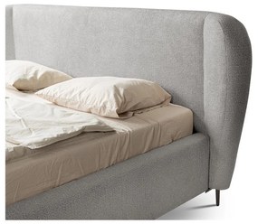 Letto matrimoniale imbottito grigio chiaro con rete inclusa 140x200 cm Makana – Makamii