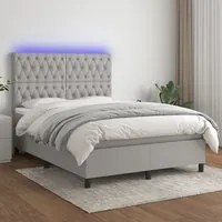 Letto a Molle Materasso e LED Grigio Chiaro 140x200 cm Tessuto cod mxl 37310