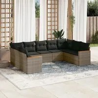 Set Divano da Giardino 9 pz con Cuscini Grigio in Polyrattan 3258679