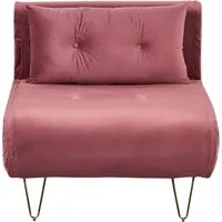 Divano letto 1 posto in velluto rosa con cuscino e gambe in metallo dorato pieghevole senza braccioli dorato glamour