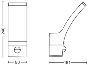 Philips SPLAY LED 12W 230V 2700K IP44 lampada da parete esterna con sensore