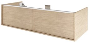 Mobile da bagno sospeso sotto lavabo L 120 x H 32 x P 48 cm quercia di campagna satinato, 2 cassetti SENSEA Neo