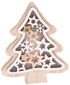 Albero in legno con luce LED, altezza 15,5 cm - Dakls
