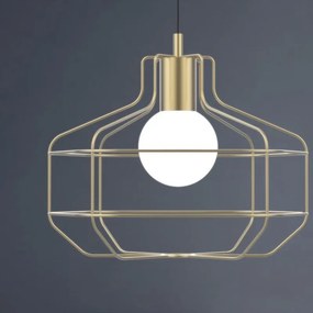 Lampadario Moderno Wire oro paralume bianco E27 MILOOX