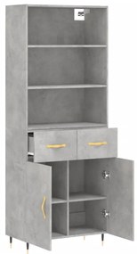 Credenza Grigio Cemento 69,5x34x180 cm in Legno Multistrato