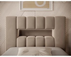 Letto singolo imbottito marrone chiaro con contenitore con rete inclusa 90x200 cm Lamica – ELTAP