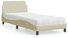 Letto con materasso crema 80x200 cm in tessuto