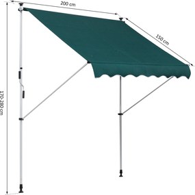 Tenda da Sole Avvolgibile 2x1,5m  Verde...