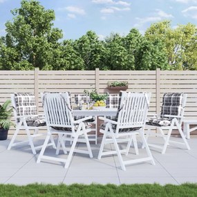 Cuscini Sedia Schienale Basso 6 Pz Quadri Grigio Tessuto Oxford /