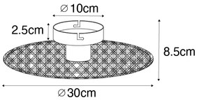 Lampada da soffitto e da parete rustica nera con rattan 30 cm - Kata