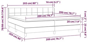 Giroletto a Molle con Materasso Grigio Scuro 200x200 cm Tessuto