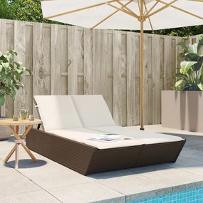 Lettino Prendisole Con Cuscini Marrone İn Polyrattan /