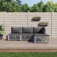 Set Salotto da Giardino 4 pz con Cuscini in Acciaio Biancocod mxl 125193