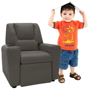 Poltrona reclinabile per bambini in similpelle grigio antracite