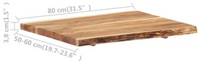 Piano del tavolo in legno massello di acacia 80x(50-60)x3,8 cm