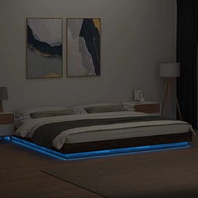 Giroletto luci led rovere marrone 200x200 cm legno multistrato