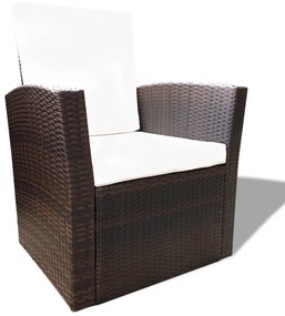 Set divani da giardino 4 pz con cuscini in polyrattan marrone