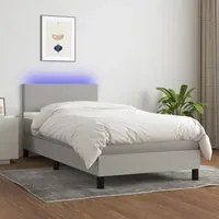 Letto a Molle Materasso e LED Grigio Chiaro 90x190 cm Tessuto 3132957