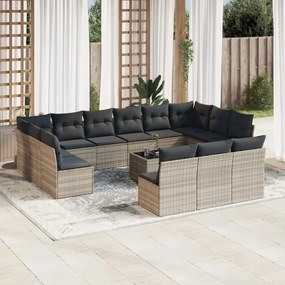 Set divani da giardino 14pz con cuscini in polyrattan