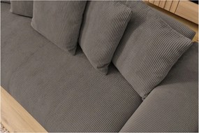 Divano grigio/marrone con rivestimento in velluto a coste 280 cm Voltaire – Bobochic Paris