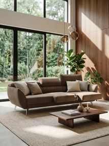 Michelangelo 4 Posti – Divano con 3 sedute estensibili e poggiatesta reclinabili in elegante tessuto vellutino smacchiabile T30