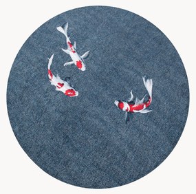 Tappeto rotondo jacquard lavabile da interno-esterno Koi