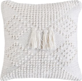 ODETTE - cuscino in lana avorio con decoro 45 x 45