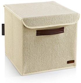 Scatola in tessuto beige con coperchio 30x30x30 cm - Mioli Decor