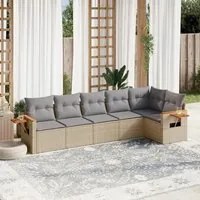 Set Divano da Giardino 6 pz con Cuscini Beige in Polyrattan 3259231