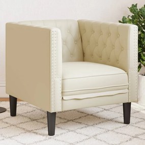 Poltrona Chesterfield Crema İn Ecopelle /