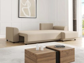 Divano letto angolare e reversibile in Tessuto Beige - NESSARO