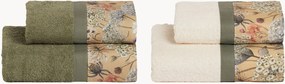 Set di 4 asciugamani in cotone Calipso