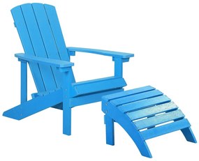 Sedia da giardino con poggiapiedi blu ADIRONDACK Beliani