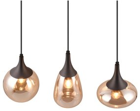 Lampada a sospensione nero-arancio con paralume in vetro Lumina - Trio