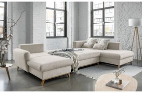 Divano letto a U beige, angolo destro Scandic Lagom - Miuform