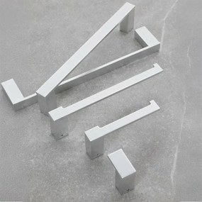 Set con appendino, porta rotolo e porta salviette a muro argento Sky