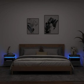 Comodini con luci led 2pz grigio sonoma 40x39x48,5 cm