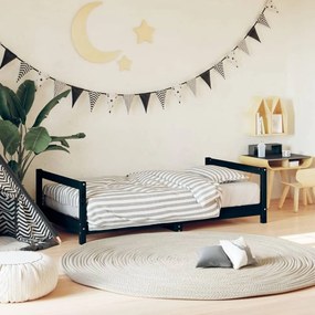 Giroletto Per Bambini Nero 80x160 Cm İn Legno Massello Di Pino /