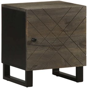 Comodino Nero 40x33x46 Cm İn Legno Massello Di Mango /