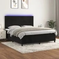 Letto a Molle con Materasso e LED Nero 180x200 cm in Vellutocod mxl 75089