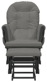 Poltrona glider con sgabello grigio scuro in tessuto