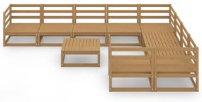 Set Divani da Giardino 10 pz in Legno Massello di Pino