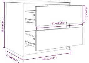 Comodini 2 pz Bianchi 40x31x35,5 cm in Legno Massello di Pino