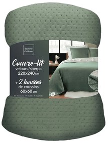 Set con copriletto e federa verde in sherpa 220x240 cm Mylene – douceur d'intérieur