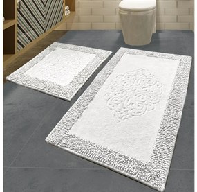 SET 2x Tappeto bagno PIANTE 60x100 cm bianco