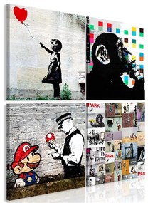 Quadro Banksy Collage (4 Parts)